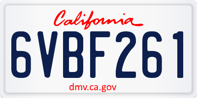 CA license plate 6VBF261