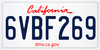 CA license plate 6VBF269