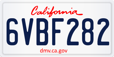 CA license plate 6VBF282