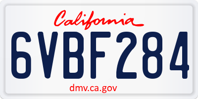 CA license plate 6VBF284