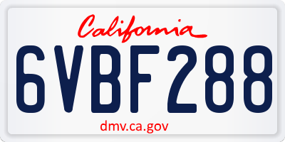 CA license plate 6VBF288