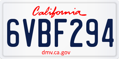 CA license plate 6VBF294