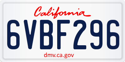 CA license plate 6VBF296