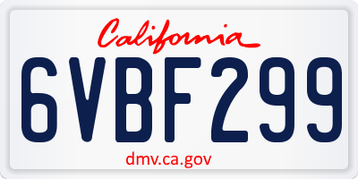 CA license plate 6VBF299