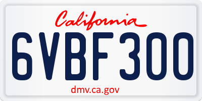 CA license plate 6VBF300