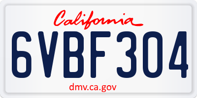 CA license plate 6VBF304