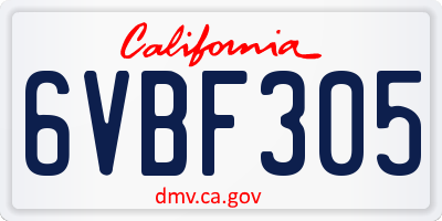 CA license plate 6VBF305