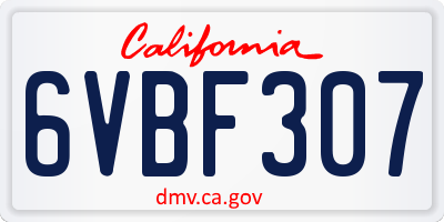 CA license plate 6VBF307