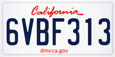 CA license plate 6VBF313