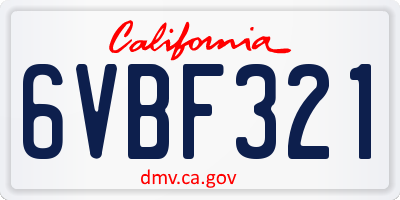 CA license plate 6VBF321