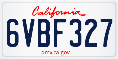 CA license plate 6VBF327