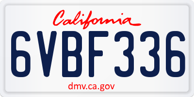 CA license plate 6VBF336