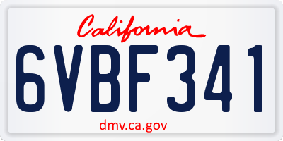 CA license plate 6VBF341