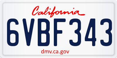 CA license plate 6VBF343
