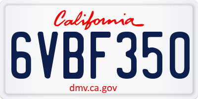CA license plate 6VBF350