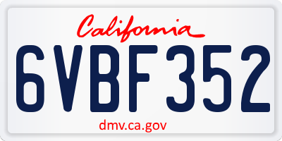 CA license plate 6VBF352