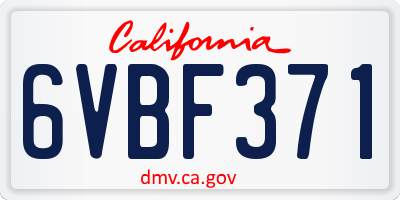 CA license plate 6VBF371