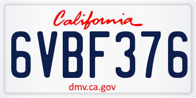 CA license plate 6VBF376