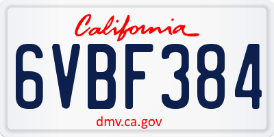 CA license plate 6VBF384
