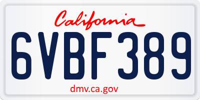 CA license plate 6VBF389