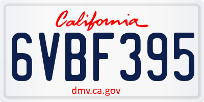 CA license plate 6VBF395