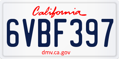 CA license plate 6VBF397