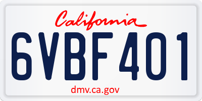 CA license plate 6VBF401