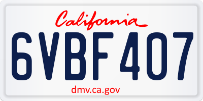 CA license plate 6VBF407