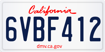 CA license plate 6VBF412