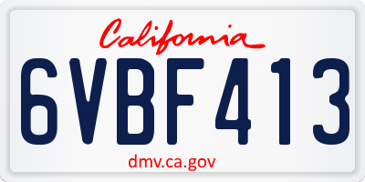 CA license plate 6VBF413