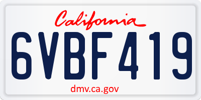 CA license plate 6VBF419