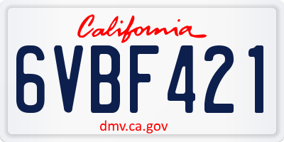 CA license plate 6VBF421