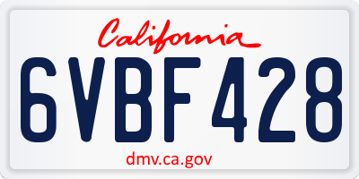 CA license plate 6VBF428