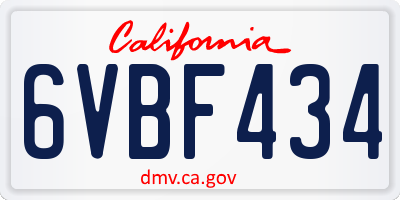 CA license plate 6VBF434
