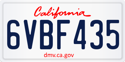 CA license plate 6VBF435