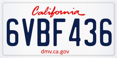 CA license plate 6VBF436