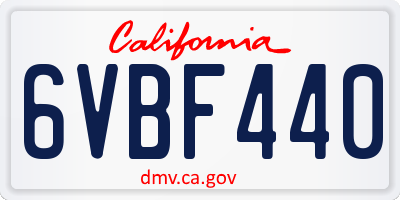 CA license plate 6VBF440