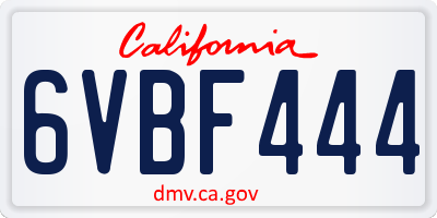 CA license plate 6VBF444