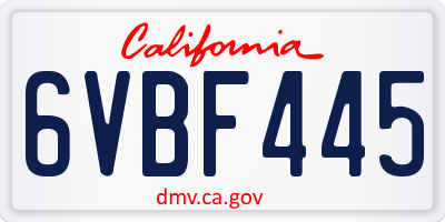 CA license plate 6VBF445