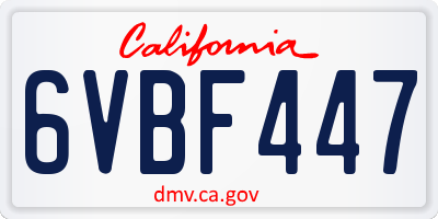 CA license plate 6VBF447