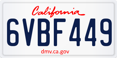 CA license plate 6VBF449