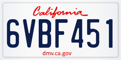CA license plate 6VBF451