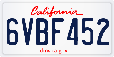 CA license plate 6VBF452