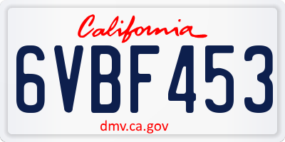 CA license plate 6VBF453