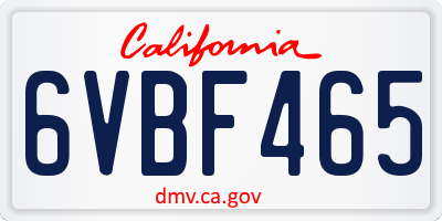 CA license plate 6VBF465