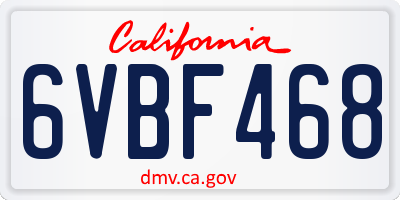 CA license plate 6VBF468