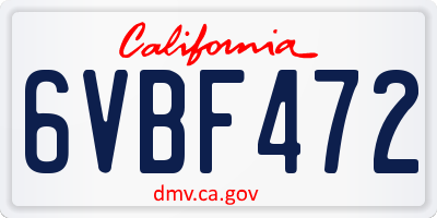 CA license plate 6VBF472