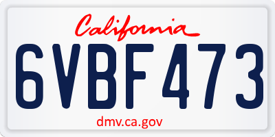 CA license plate 6VBF473