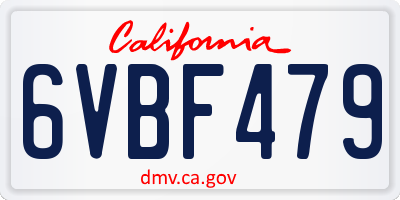 CA license plate 6VBF479