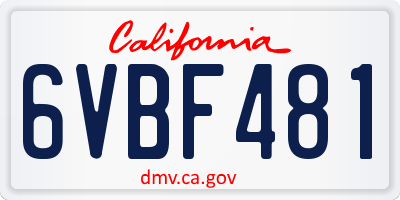 CA license plate 6VBF481